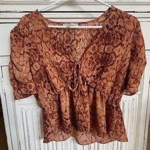 Brown snake skin print top